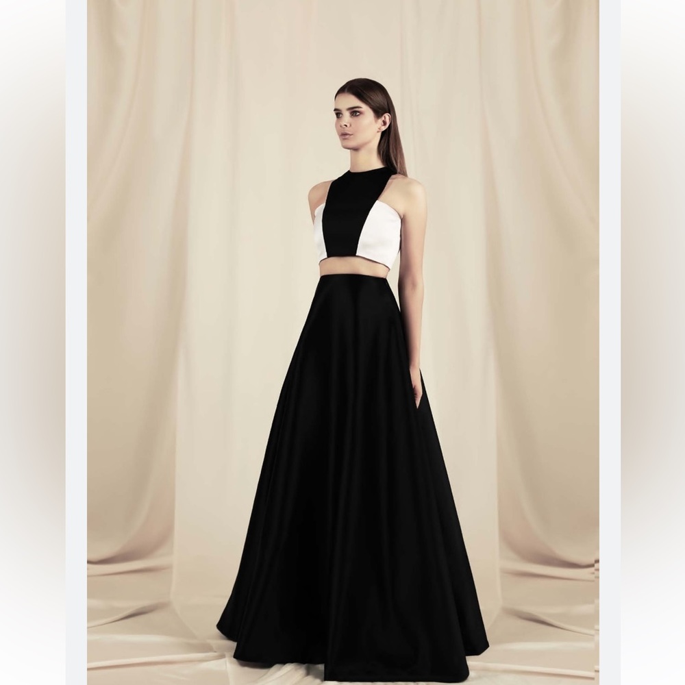 Fame and Partners Dress- black and white gown limited edition